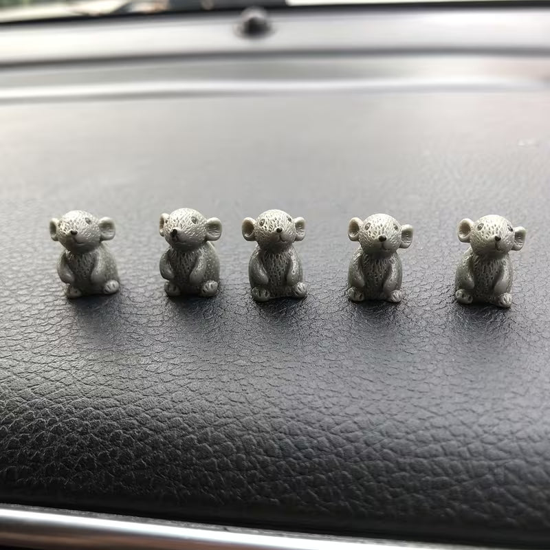 10pcs handcrafted realistic grey resin mouse miniature models Set, Resin, Grey