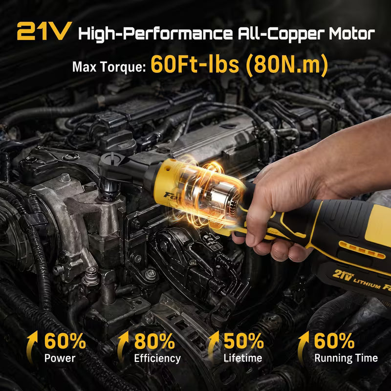 21V/12V Cordless Electric Ratchet Wrench, Electric Wrench Set