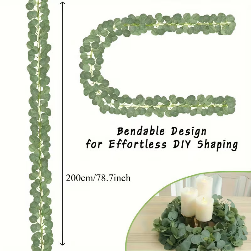 4pcs Eucalyptus Garland, Artificial Eucalyptus Leaf Table Runner Green Vine Grape Garland