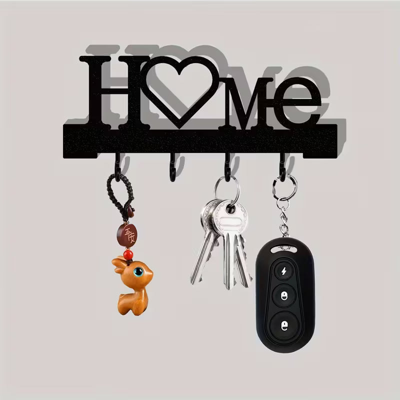 1pc Home Love Shape Key Hook Wall-Mounted Entrance Organizer with Hook, No Drilling Required