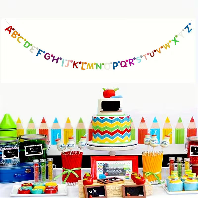 Pre-Assembled, 13Ft Felt Letter And Pom-Pom Decorated Garland, Alphabet Banner
