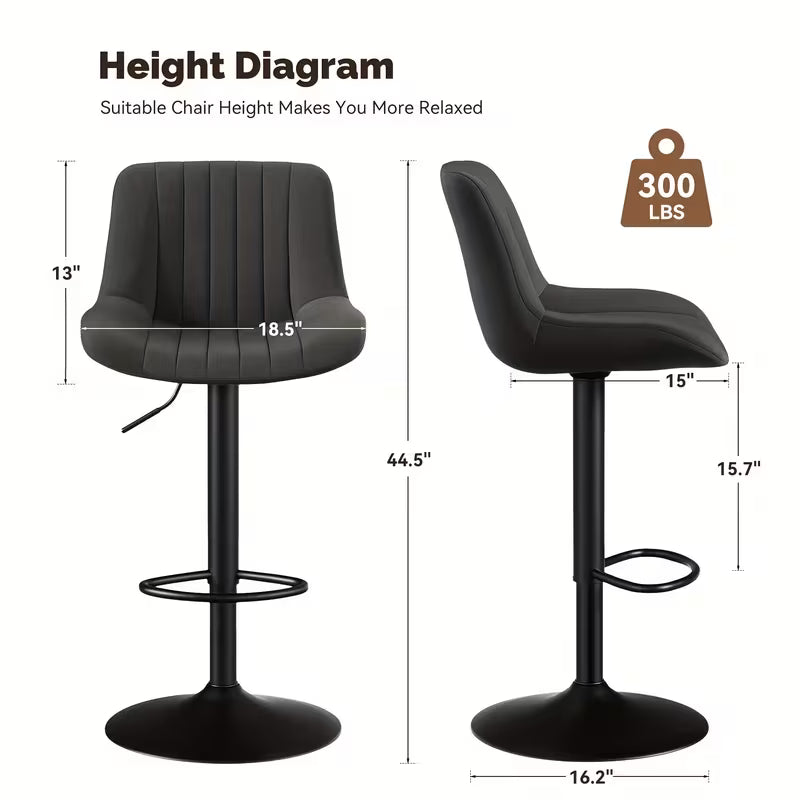1/2/3/4 Packs Counter Height Bar Stools, Adjustable Swivel Upholstered Counter