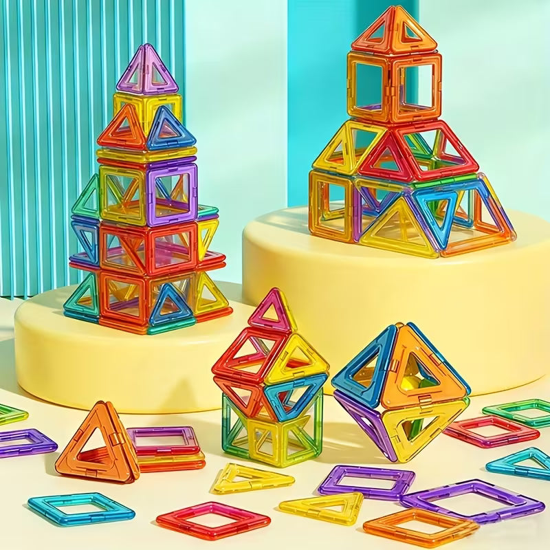 72/60-Piece Magnetic Tiles Kids Toys