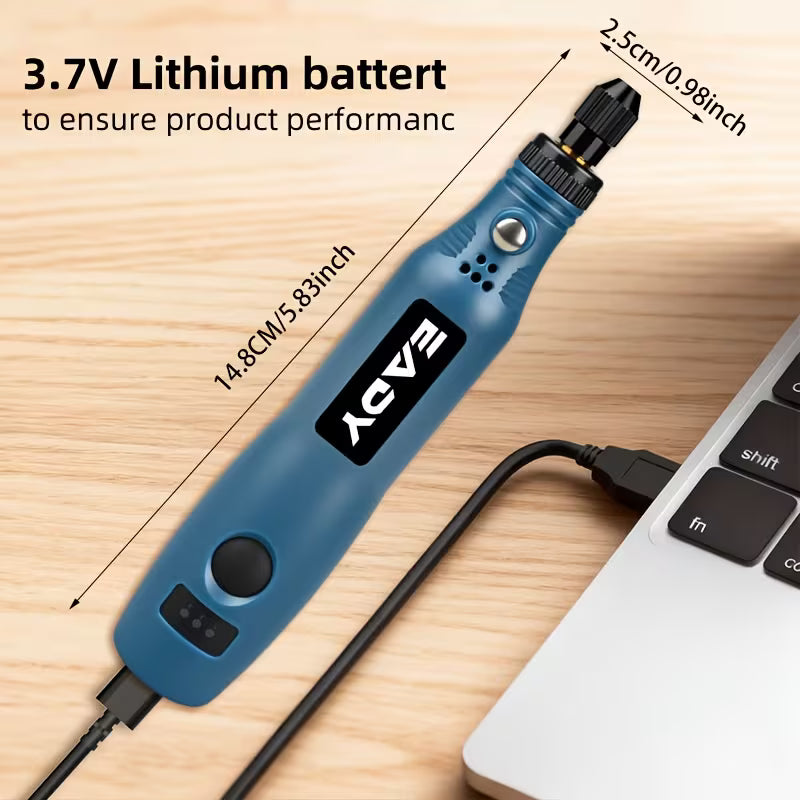 READY Cordless Electric Rotary Tool Set, 3-Speed USB Rechargeable Professional Grinder for Jewelry