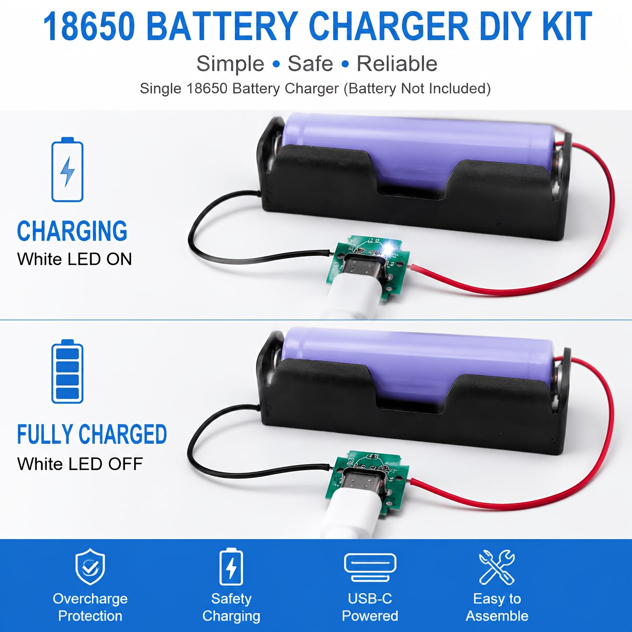 Type-C Interface 18650 Lithium Battery Charging Board