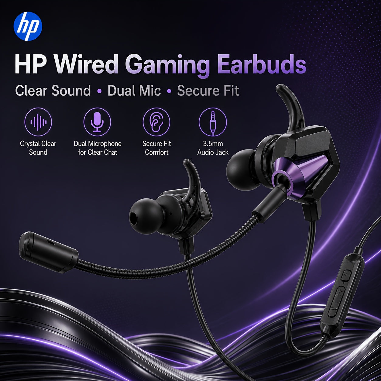 HP 3.5mm Wired Gaming Earbuds