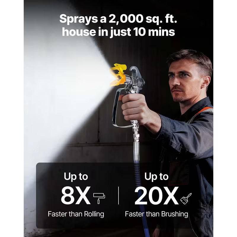 VEVOR Stand Airless Paint Sprayer, 1500W, 3300PSI High Pressure Airless Sprayer with Cart/Handheld