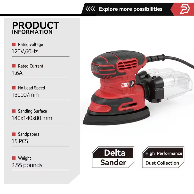 Wired Multifunctional Detail Sanding Machine, 13000 Rpm, With Transparent Dust Collection Box