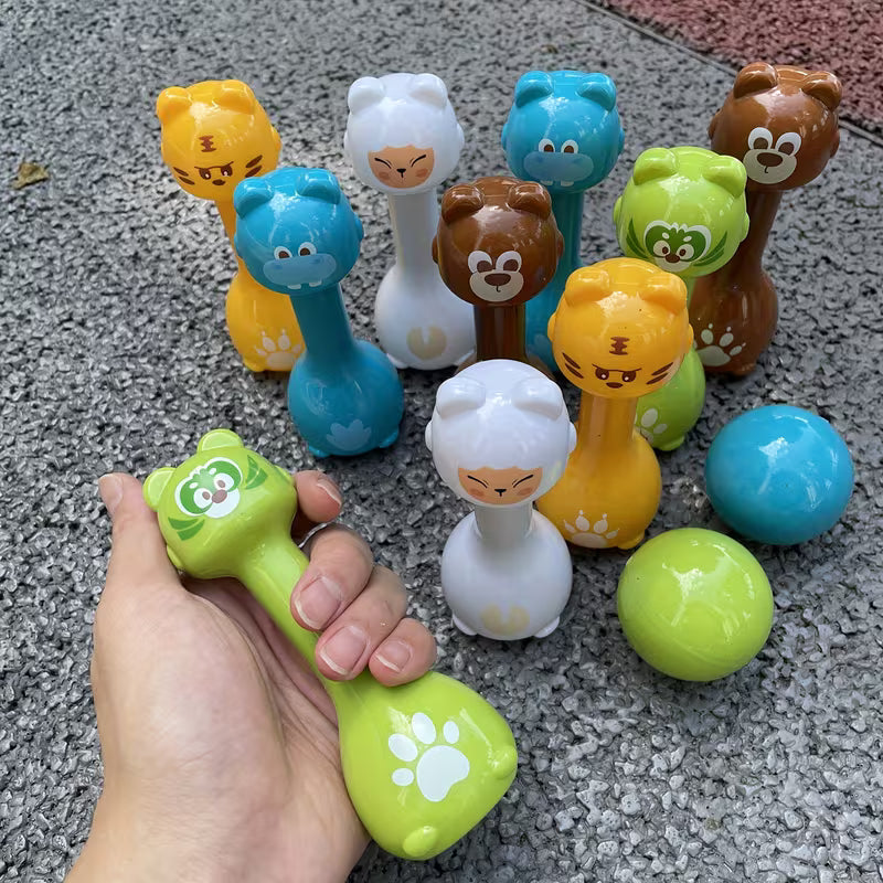 10 Bottles 2 Balls Novelty Bowling Toy Set Animal Shape Halloween