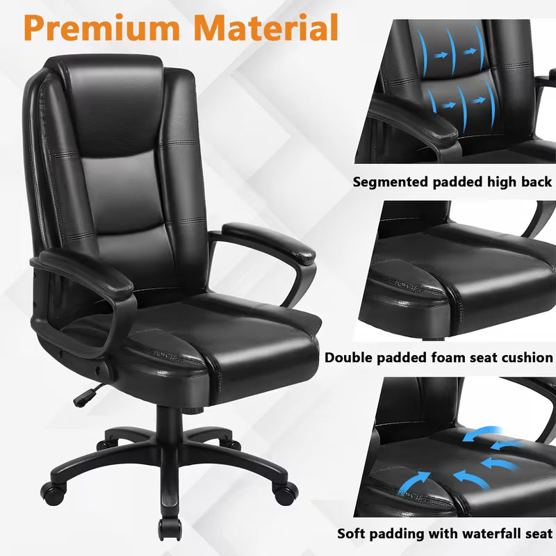 Home Office Desk Chair, 400LBS Big And Tall Computer Executive Chair, Ergonomic PU Leather