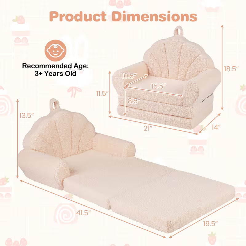 Fold-Out Kids Sofa, 2-In-1 Convertible Couch And Lounger