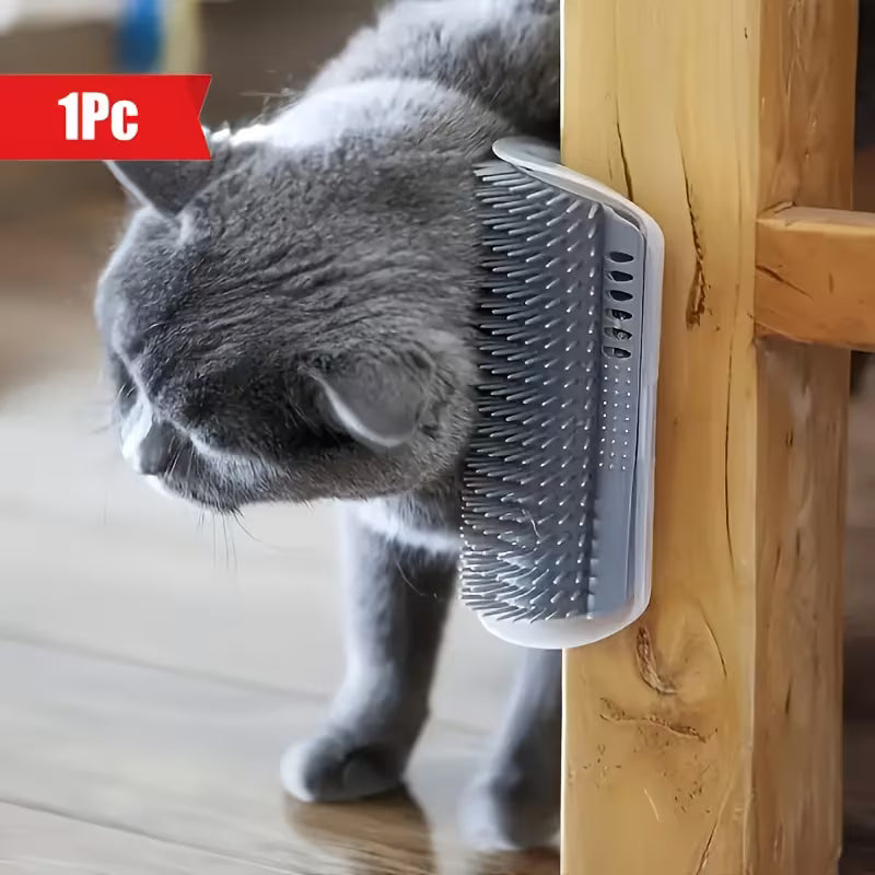 Corner Cat Scratcher - Wall-Mounted Grooming Brush