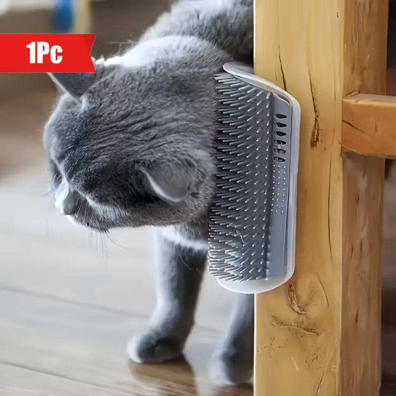 Corner Cat Scratcher - Wall-Mounted Grooming Brush - Itchy Scratching