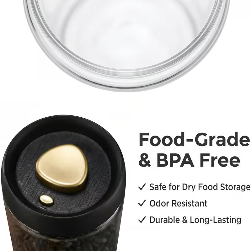 Three Large Vacuum-Sealed Jars for Home And Kitchen Use, Including a Spice Jar And a Glass
