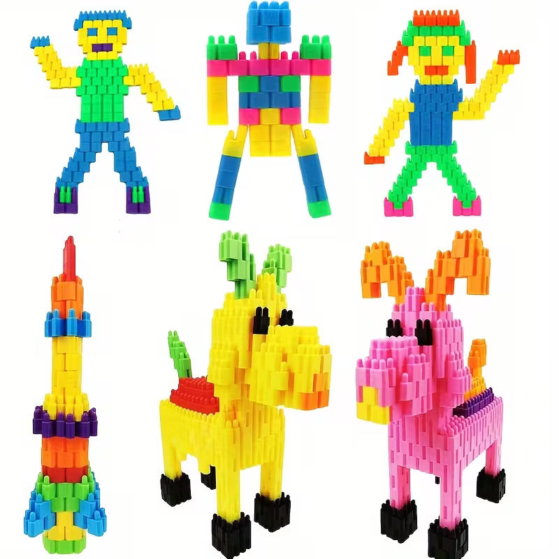 Set Plastic Toy Rocket Small Building Block Particle Assembly Toy, Plastic