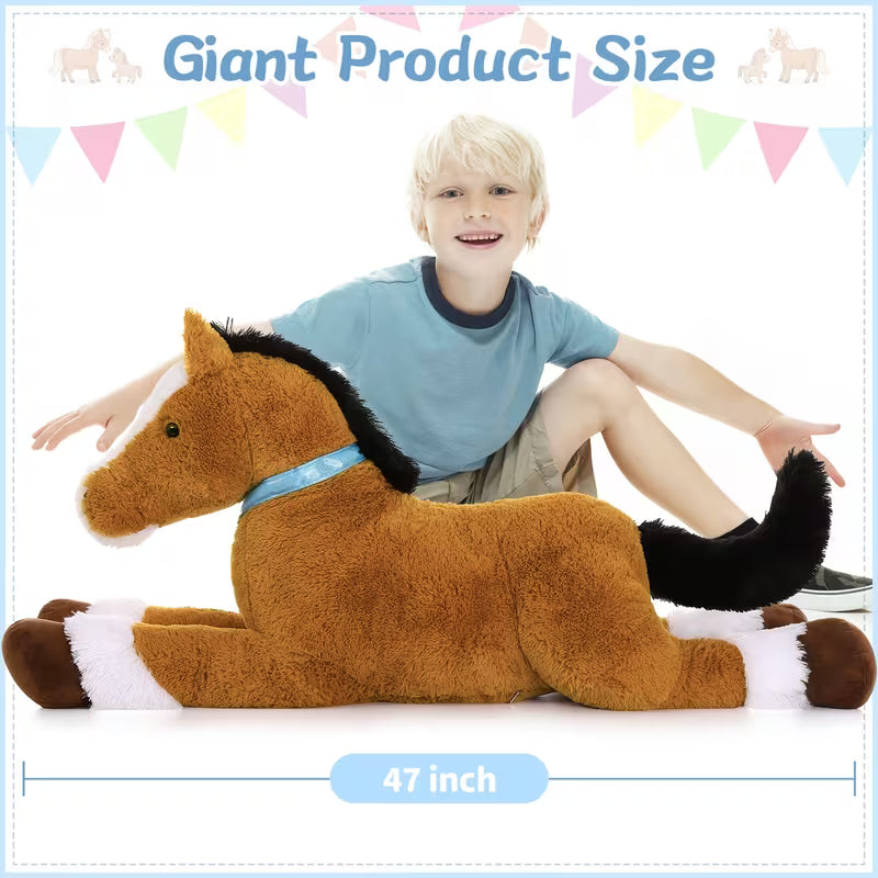 Morismos 4Ft Darkbrown Horse Stuffed Animals