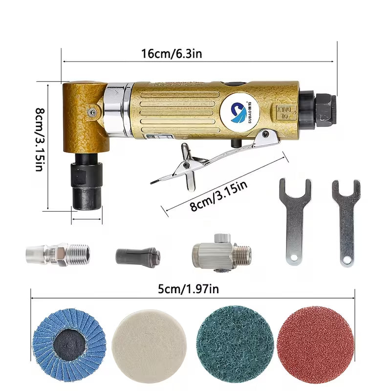 90 Degree Air Angle Die Grinder Mini 1/4" Pneumatic Engraving Machine Grinding Polisher Mill