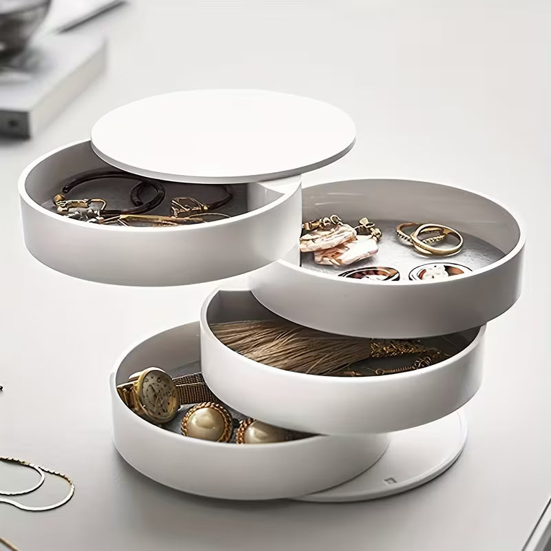 ITECHJOY Rotating Multi-Tier Turnable Desktop Organizer with Lid - Spacious Multi-Layer