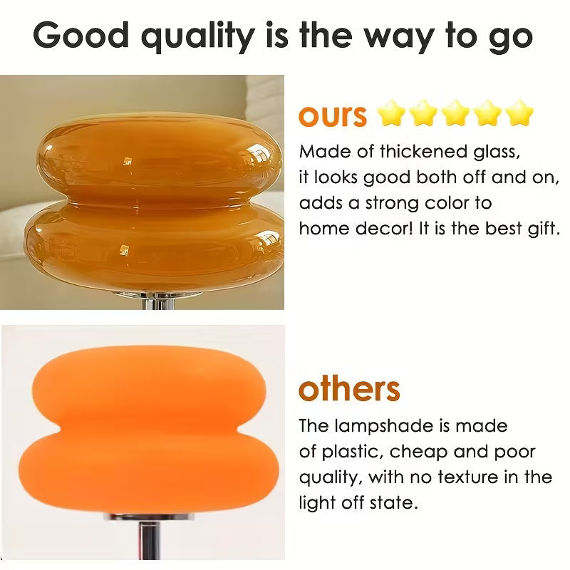 Table Lamp, Mushroom Lamp for Bedroom, Orange Modern Desk Lamp for Nightstand