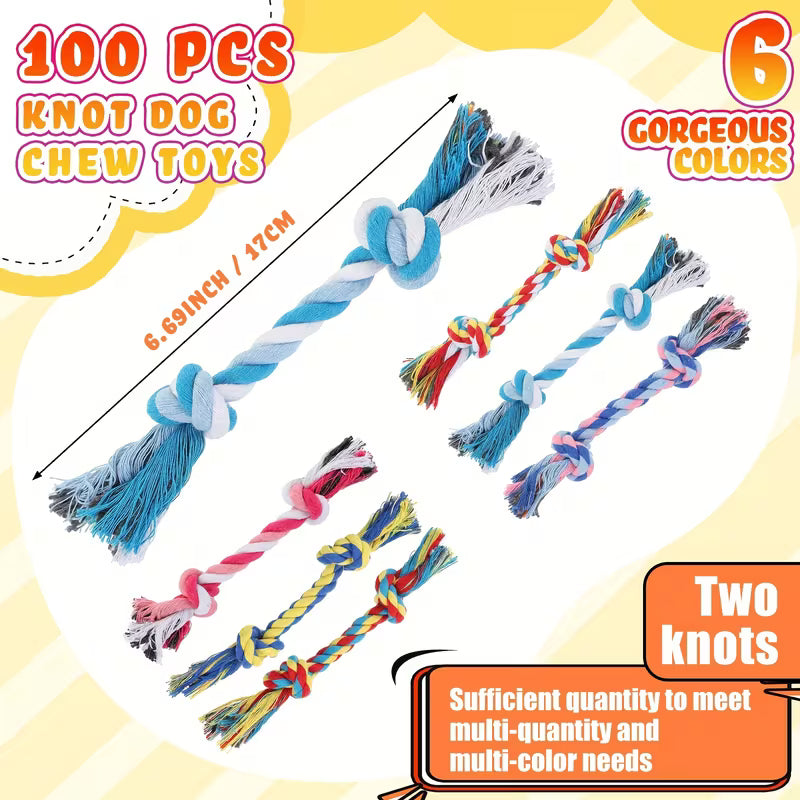 Knot Rope Dog Toys Multi Color Puppy Chew Set