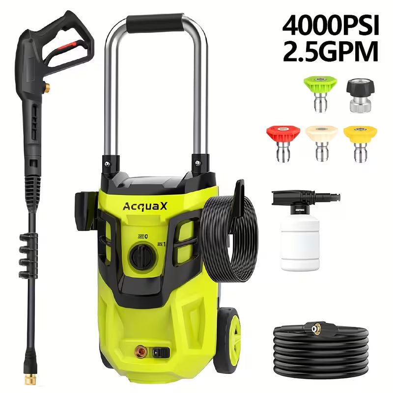 Electric Pressure Washer with Storage Reel, 20FT Hose, 4 Nozzles & Foam Cannon