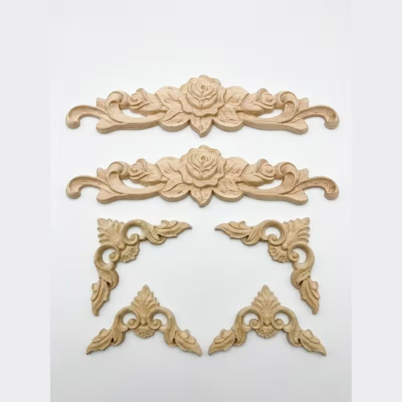 6pcs Set European Style Carved Wood Appliques, Furniture Makeover Decor, Universal Christmas
