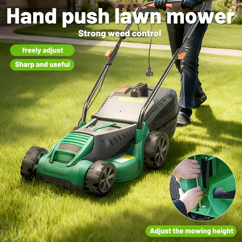 1600W Corded Electric Lawn Mower, 3-Speed Height Adjustment 7.93gal Grass Box