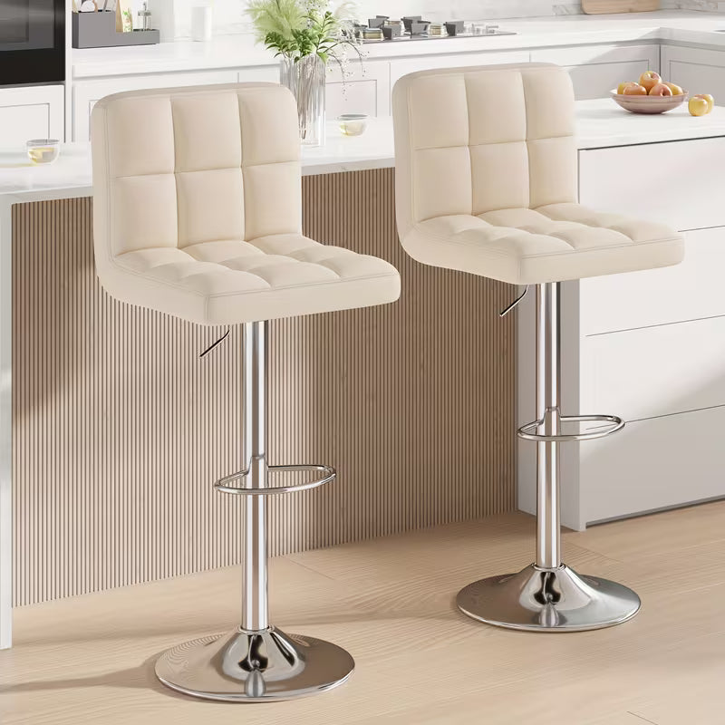 Set of 2/4 Bar Stools! These Adjustable PU Leather Swivel Stools Feature a Modern Design