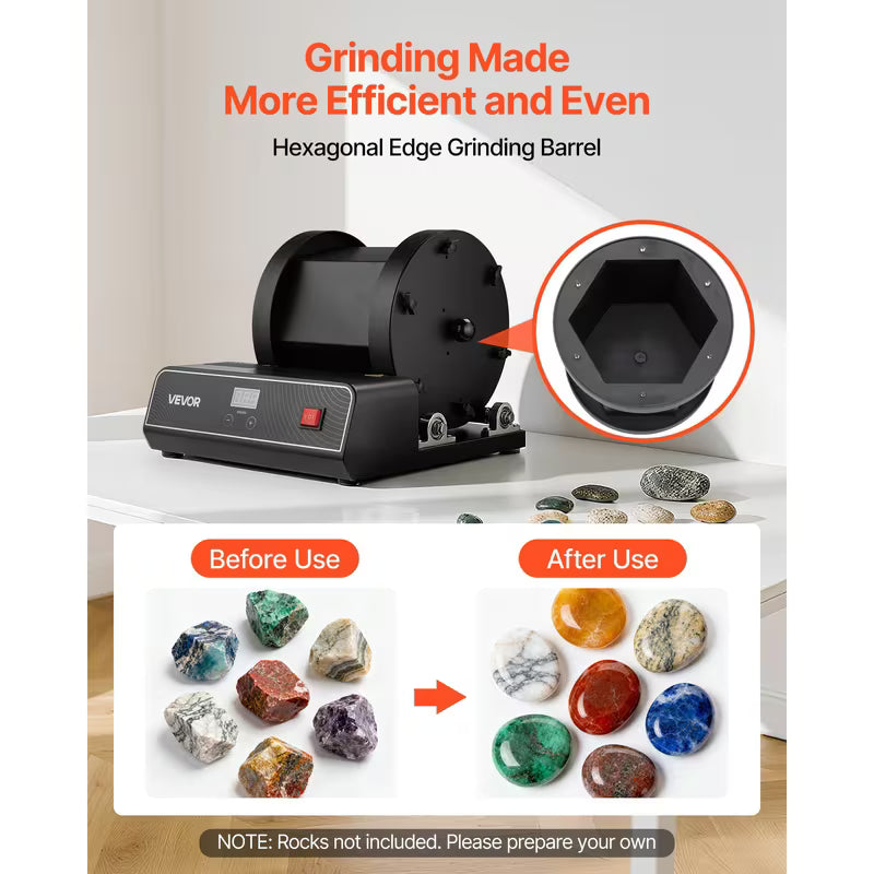 VEVOR Rock Tumbler Kit, 17 lbs Rock Polishing Kit