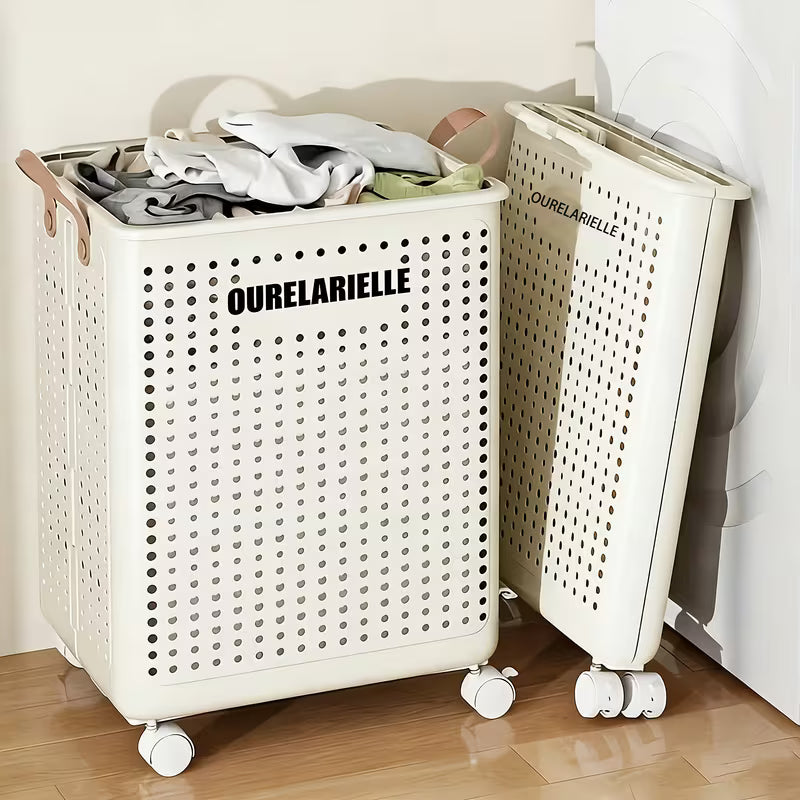 One Large Foldable Laundry Basket Without Cover - Imitation Leather, Hand Wash, Solid Color