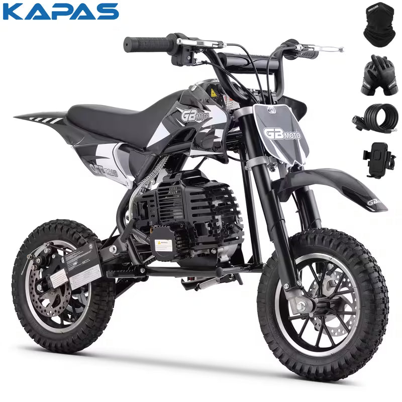 Mini Dirt Bike, 49 CC 2-Stroke Gas Bike with Off-Rode Tire, Suspensions, Disc Brakes