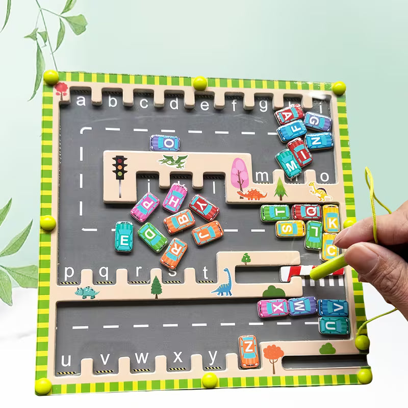 Wooden Dinosaur Magnetic Alphabet Maze Learning Toys