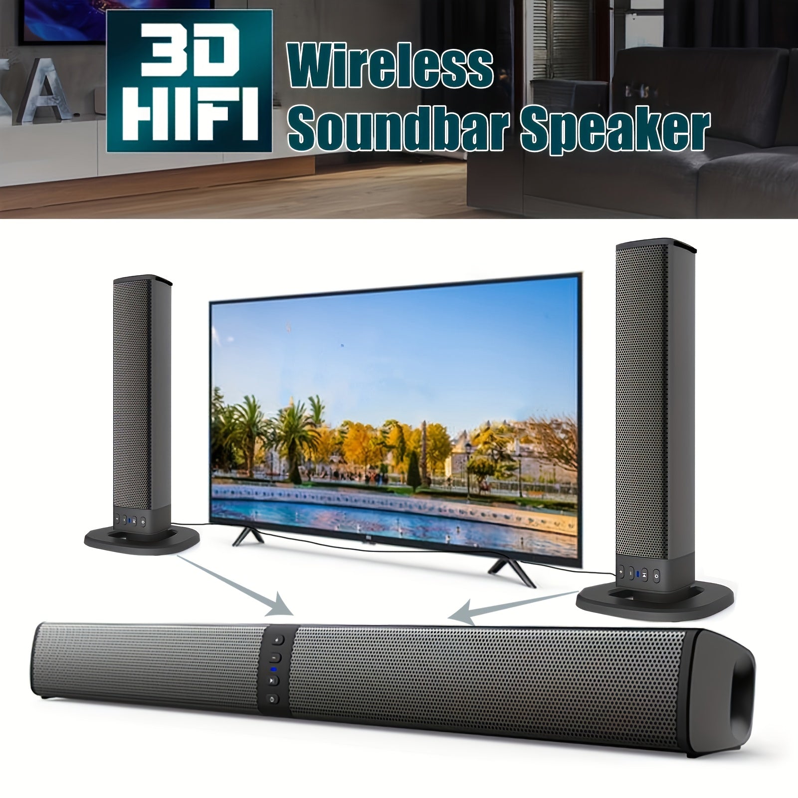 Bluetooth Sound Bar for Smart TV, Surround Soundbar
