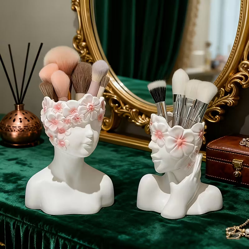 1pc Luxury Modern Creative Face Organizer with Floral Embellishment - Ideal for Makeup
