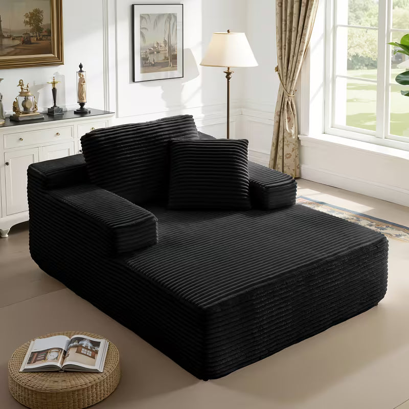 51-Inch Oversized Boneless Lounge Chaise Recliner - Corduroy Sofa with Pillows And Armrests