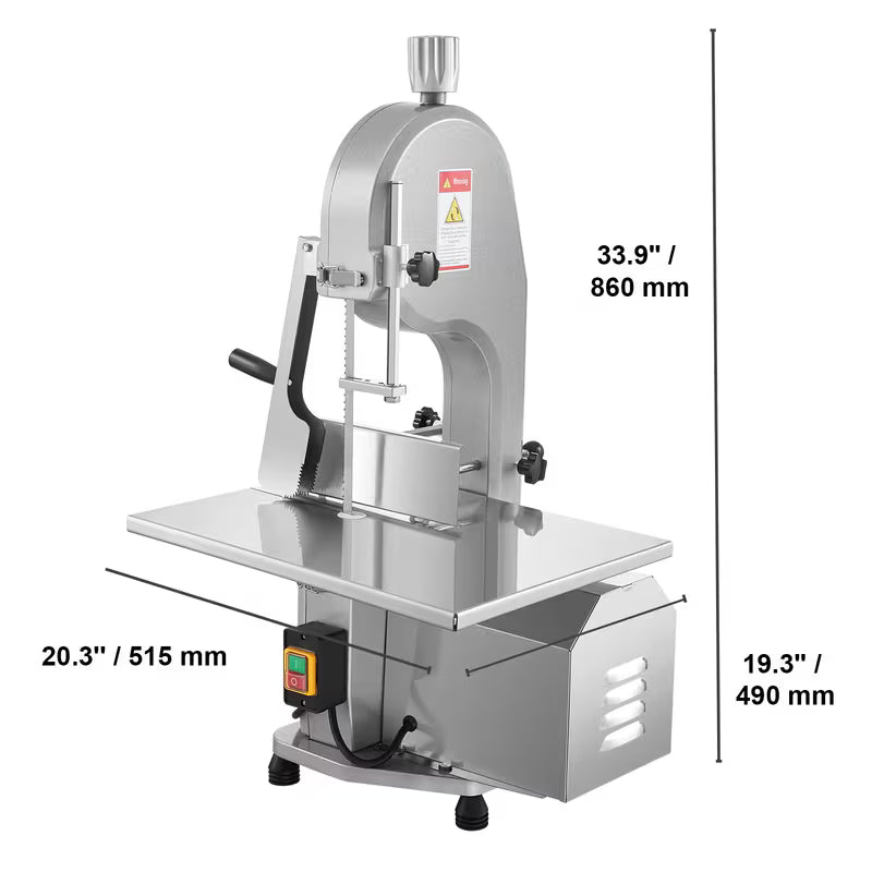 VEVOR 650W/1800W Commercial Electric Meat Bandsaw Stainless Steel Bone Sawing Machine