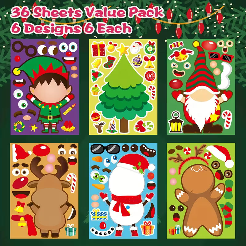 Stickers for a Christmas Party Game Where Kids Can Create Faces