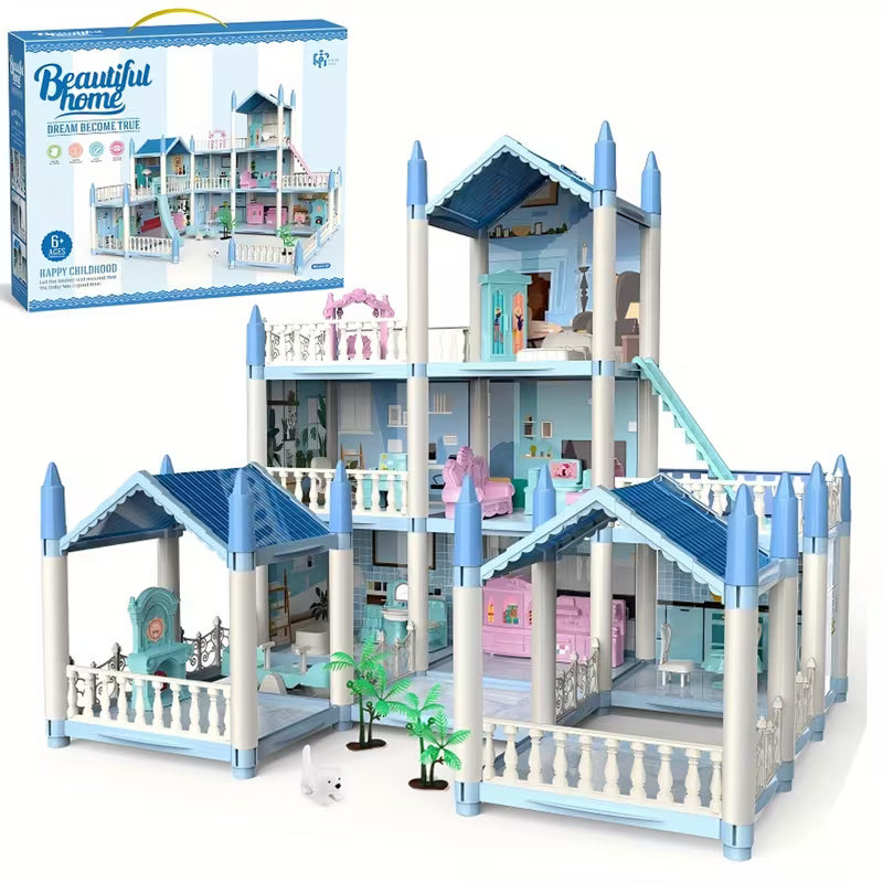 Pink Blue Villa Playset for Boys and Girls