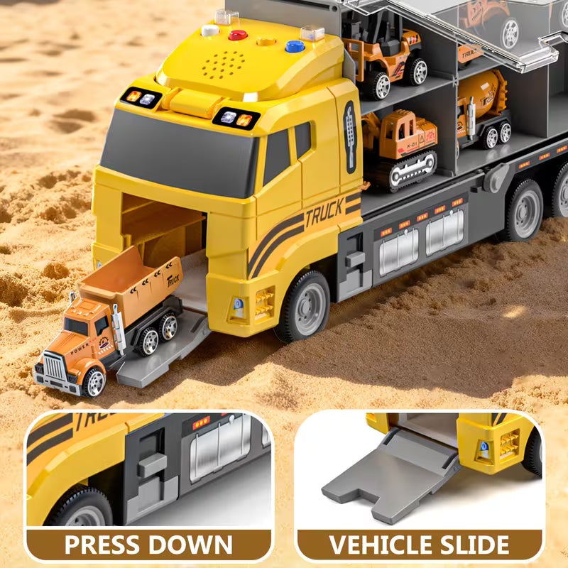 HOME 13-in-1 Construction Truck Vehicle Toy Set with Die-cast Cars