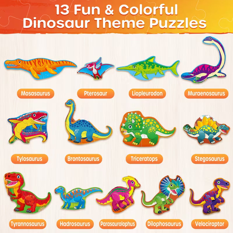 Magnetic Dinosaur Puzzle Book for Kids Ages 3+ 3-in-1