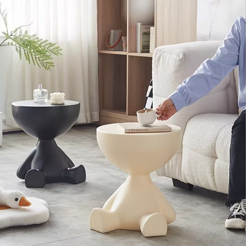 Large Plastic Bedside Table, Sofa Side Table, Movable Coffee Table with Storage, Mini Bear