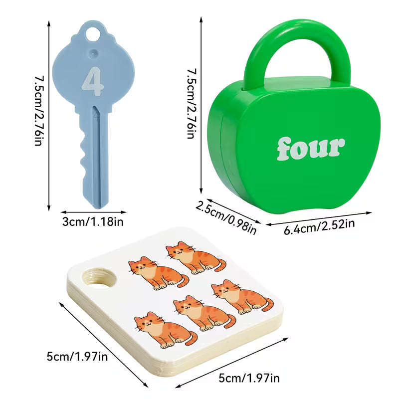 5-Piece Color Apple Shape Lock and Key Toy Kids Matching Sorting Unlock