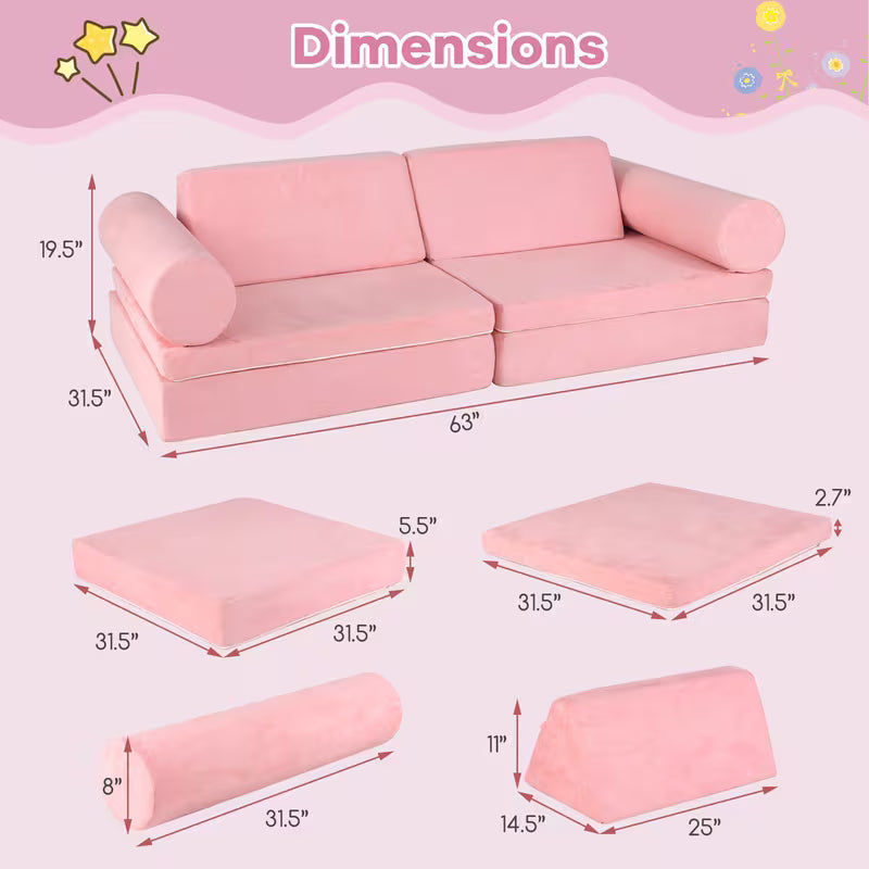 COSTWAY 8-Piece Play Sofa Foam
