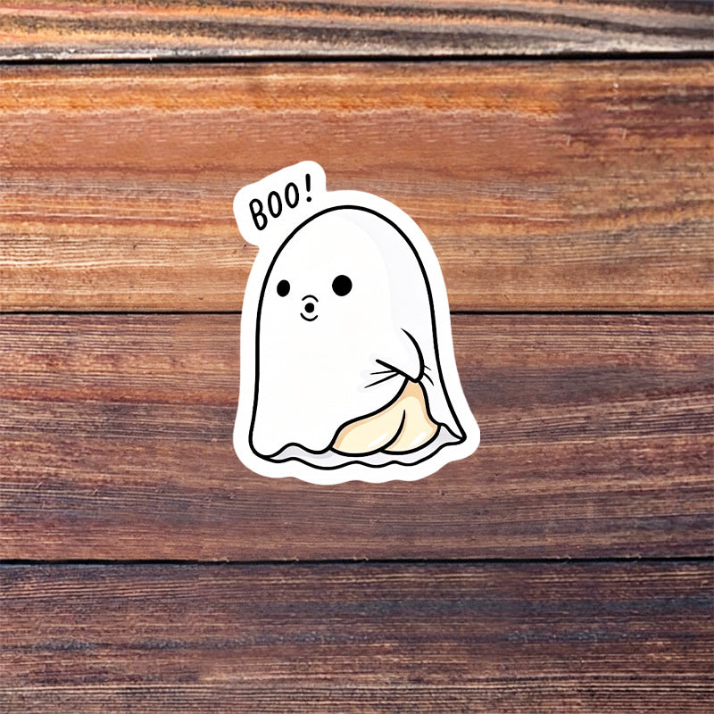 Fun Halloween Ghost Sticker "BOO" Spooky Halloween Little Ghost Stickers