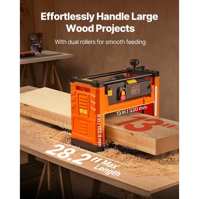 VEVOR Thickness Planer Two-Blade Power Benchtop Planer Woodworking