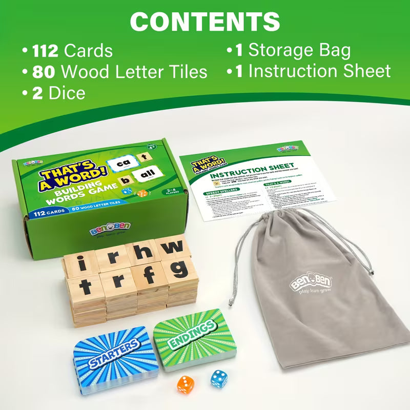 Word Construction Game Featuring 112 Flashcards Designed for Children