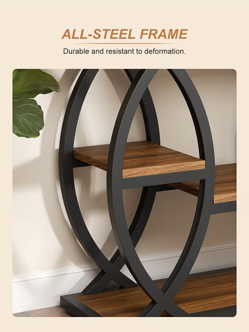 Industrial Console Table with 4-Tier Storage Shelves
