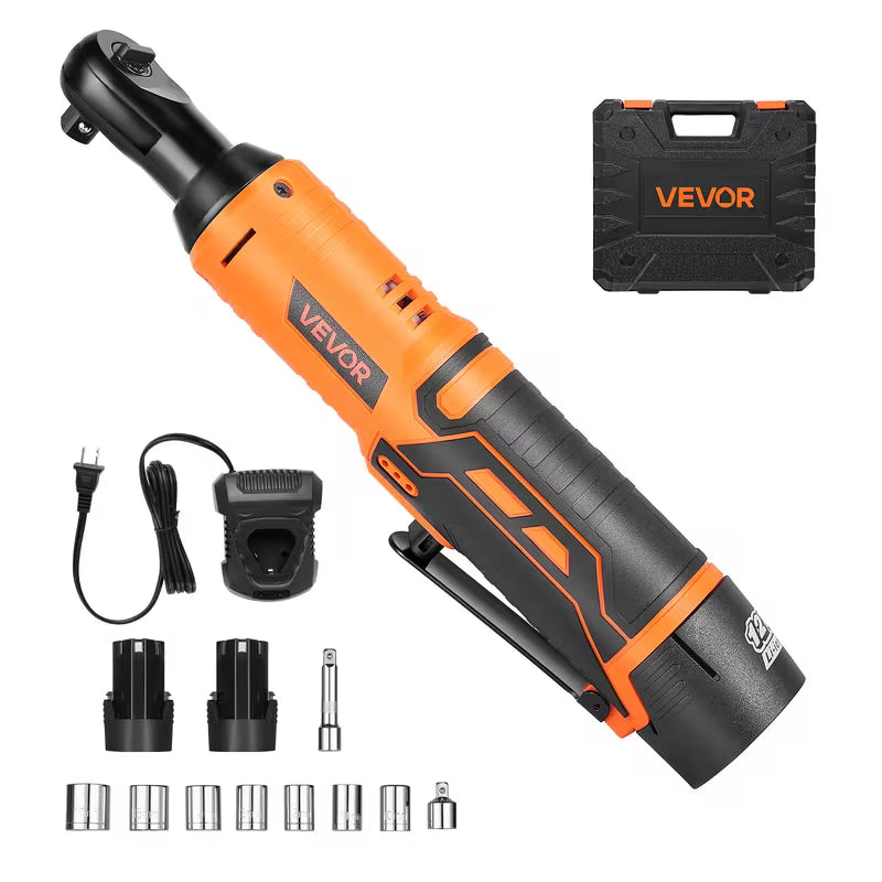 VEVOR Cordless Ratchet Wrench, No Extension/Extension, 3/8 inch Drive, 240 RPM