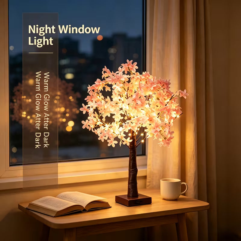 Pink Cherry Dreamy Money Pink Cherry Tree Lamp' 17.72inch Tall Exquisite Small Tree Shaped Light