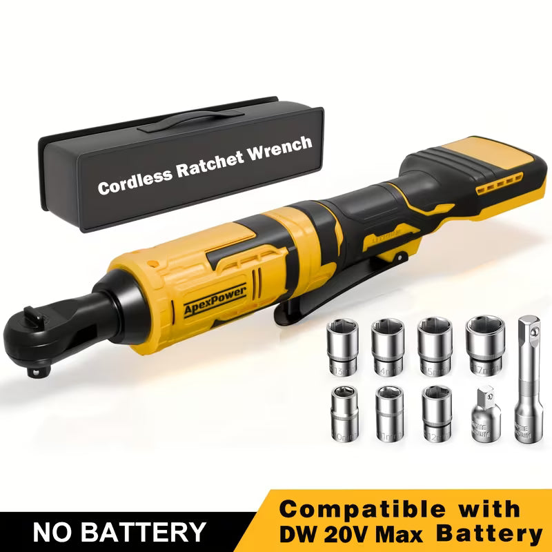 Professional Heavy-Duty Cordless Ratchet Wrench Kit for Dewalt 20V Max Battery- 74Ft-Lb Torque